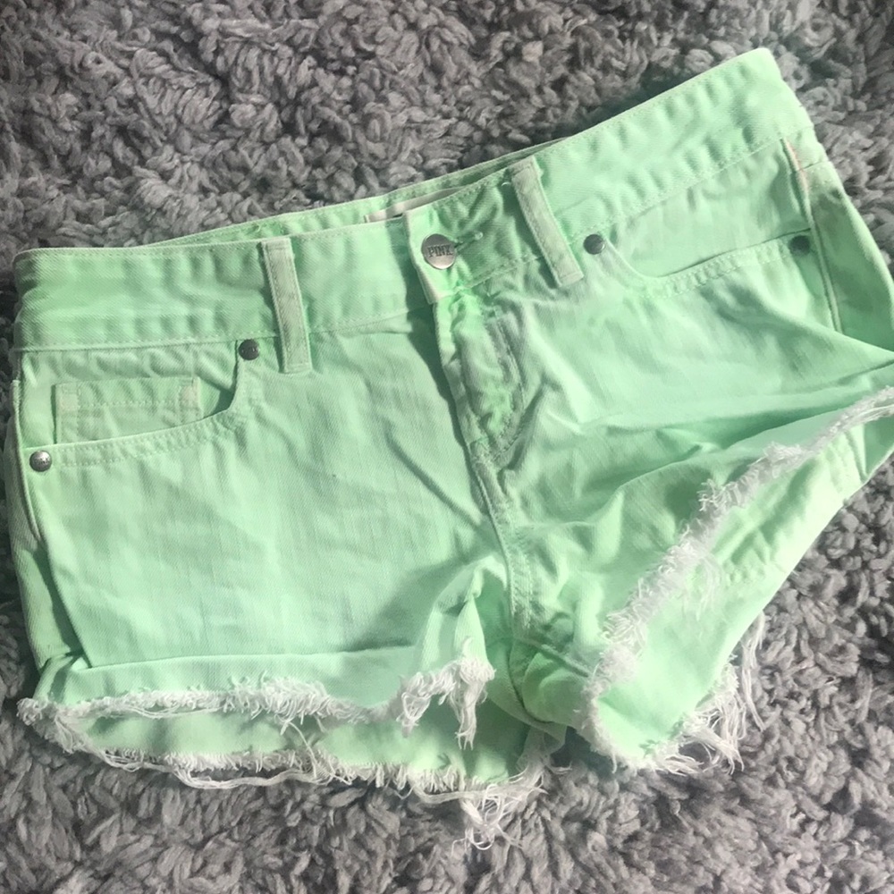 Pink denim shorts